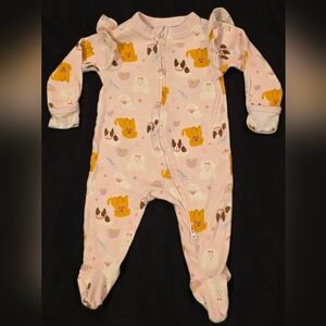 Old Navy Pink Animal Footed Pajamas 3-6 Months